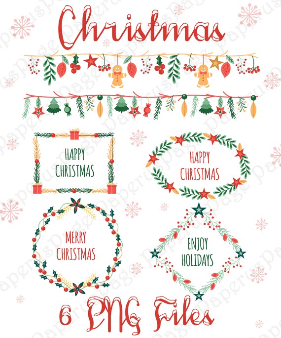 Download Free Christmas Borders Watercolor Picture Christmas Elements Etsy SVG DXF Cut File