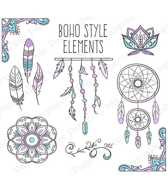 Boho boho style boho elements clip art boho boho vector | Etsy