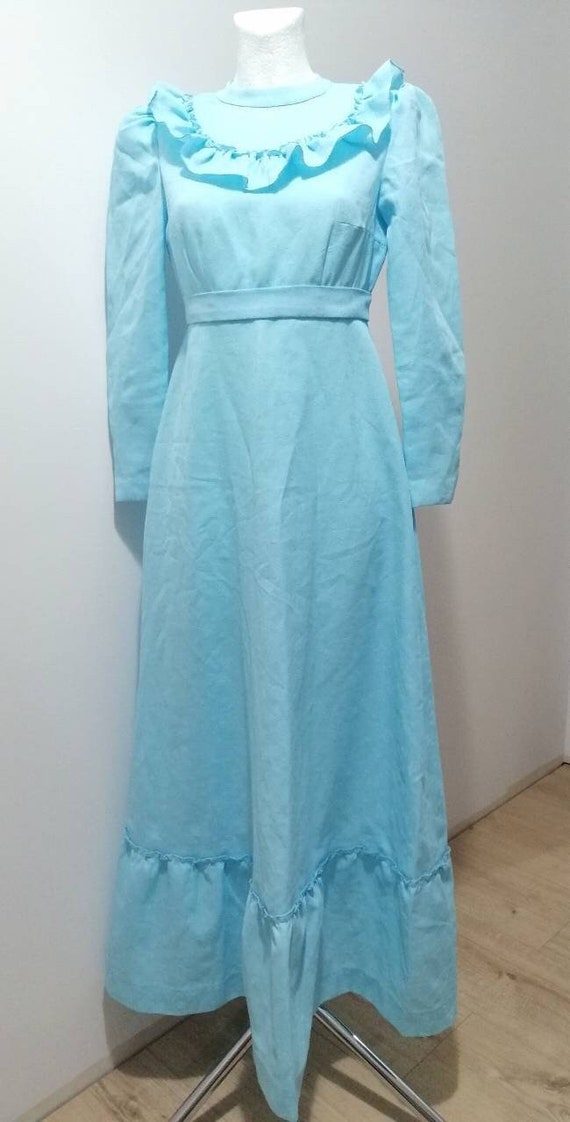 light blue prairie dress April Cornell Women's Blue Floral Prairie Dress, XXS main image 1