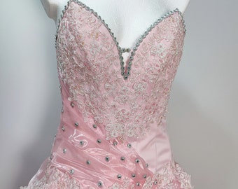 Vintage y2k pink pastel dress, ball gown, prom dress, size S small to M medium, princess dress, pastel pink