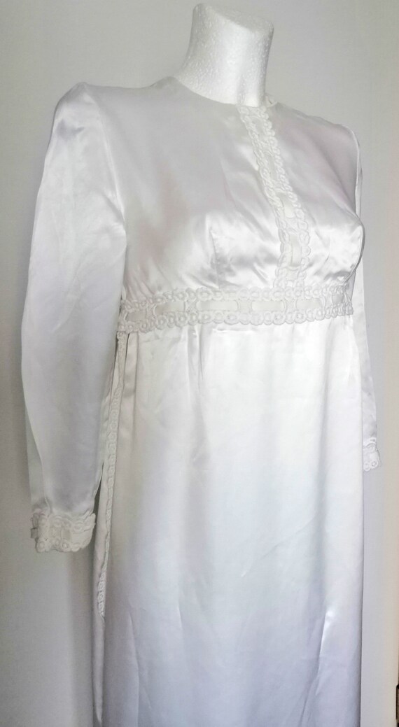 Vintage white wedding satin dress 1950s, wedding … - image 3