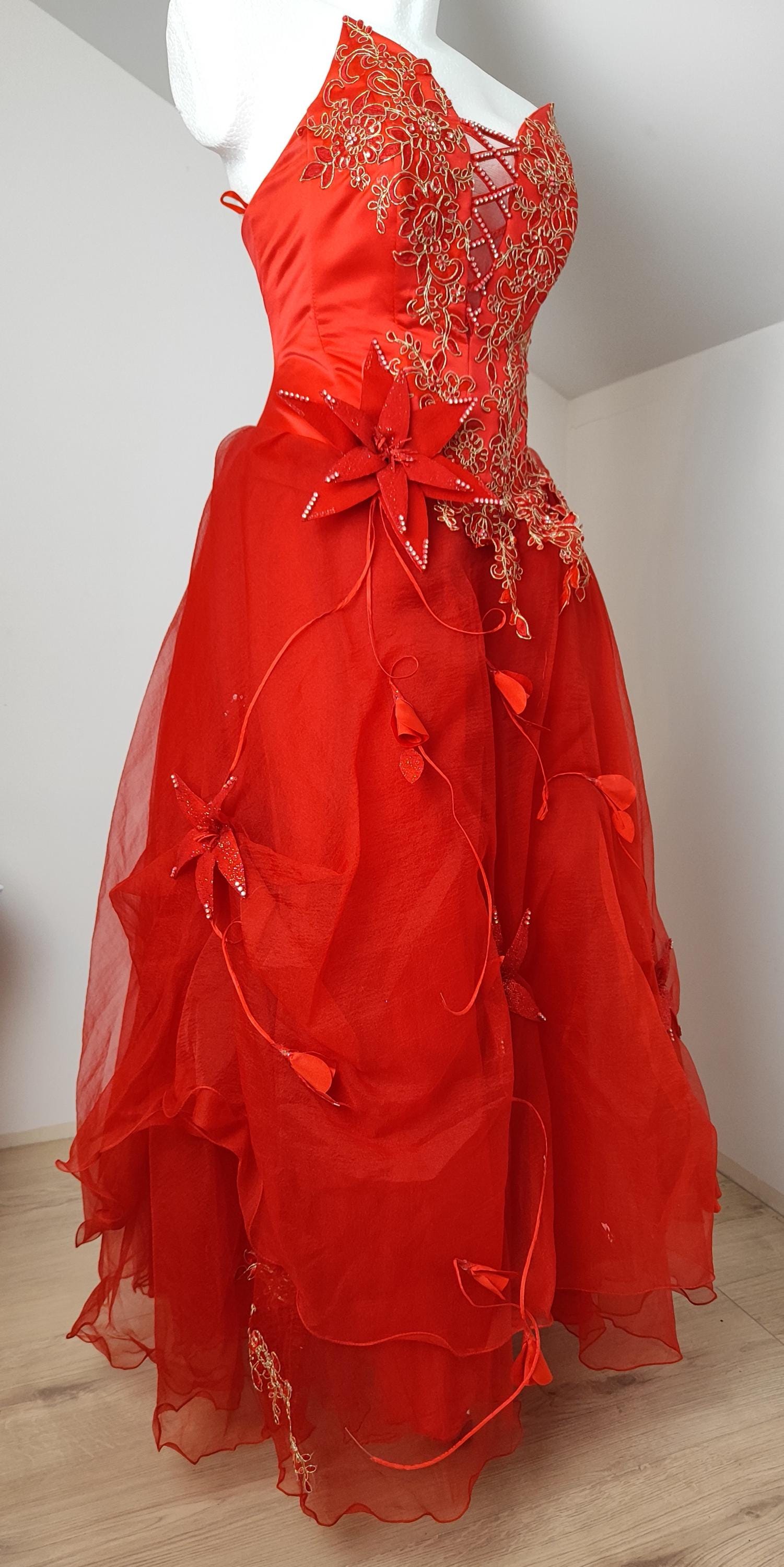 Vintage Y2k Red Dress, Ball Gown, Prom Dress, Size 2XL XXL