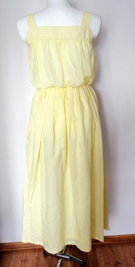 Vintage yellow cream dress 70s, summer dress, lon… - image 6