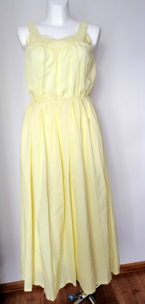 Vintage yellow cream dress 70s, summer dress, lon… - image 4