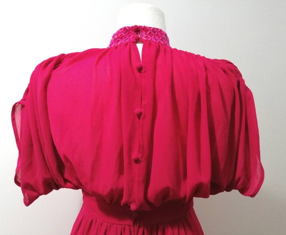 Vintage dress medium length, dark pink, 80s, 90s,… - image 6