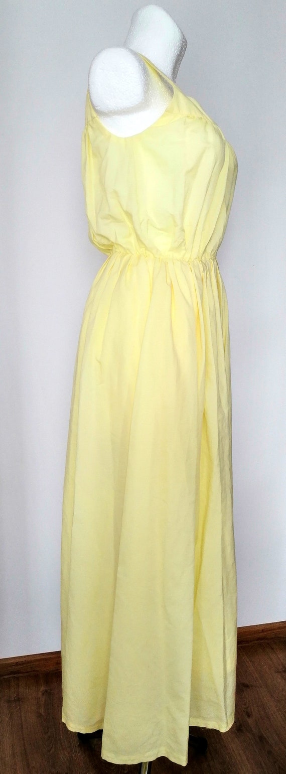 Vintage yellow cream dress 70s, summer dress, lon… - image 3