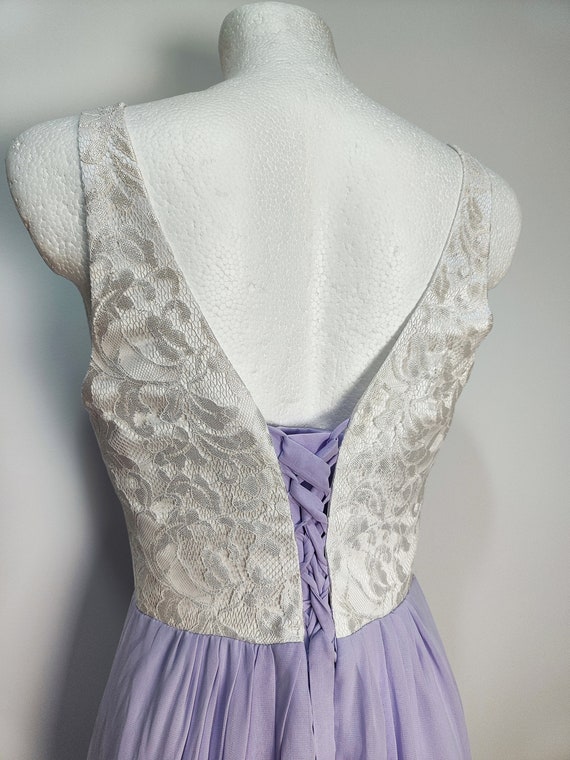 Vintage y2k white lilac dress, pastel violet, for… - image 6