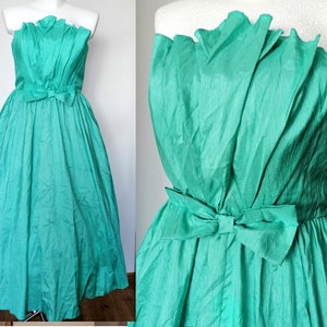 Vintage 60s dress turquise green, ocean green,midi lenght| sizeS small to M medium, evening, formal dress, coctail dress