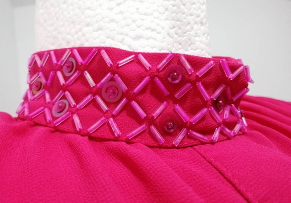 Vintage dress medium length, dark pink, 80s, 90s,… - image 7