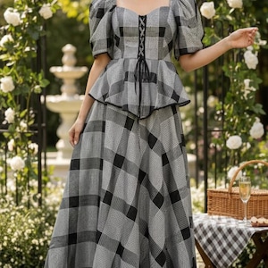 plaid prom dress Personalized Plaid Christmas Dress Vintage Style Prom Dress Photo Shoot Dresses YW231115