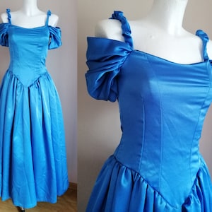 Vintage 90er Jahre Ballkleid, blau, wie Aschenputtel, Abschlussballkleid, wie Prinzessin. | Größe XS extra small bis S small