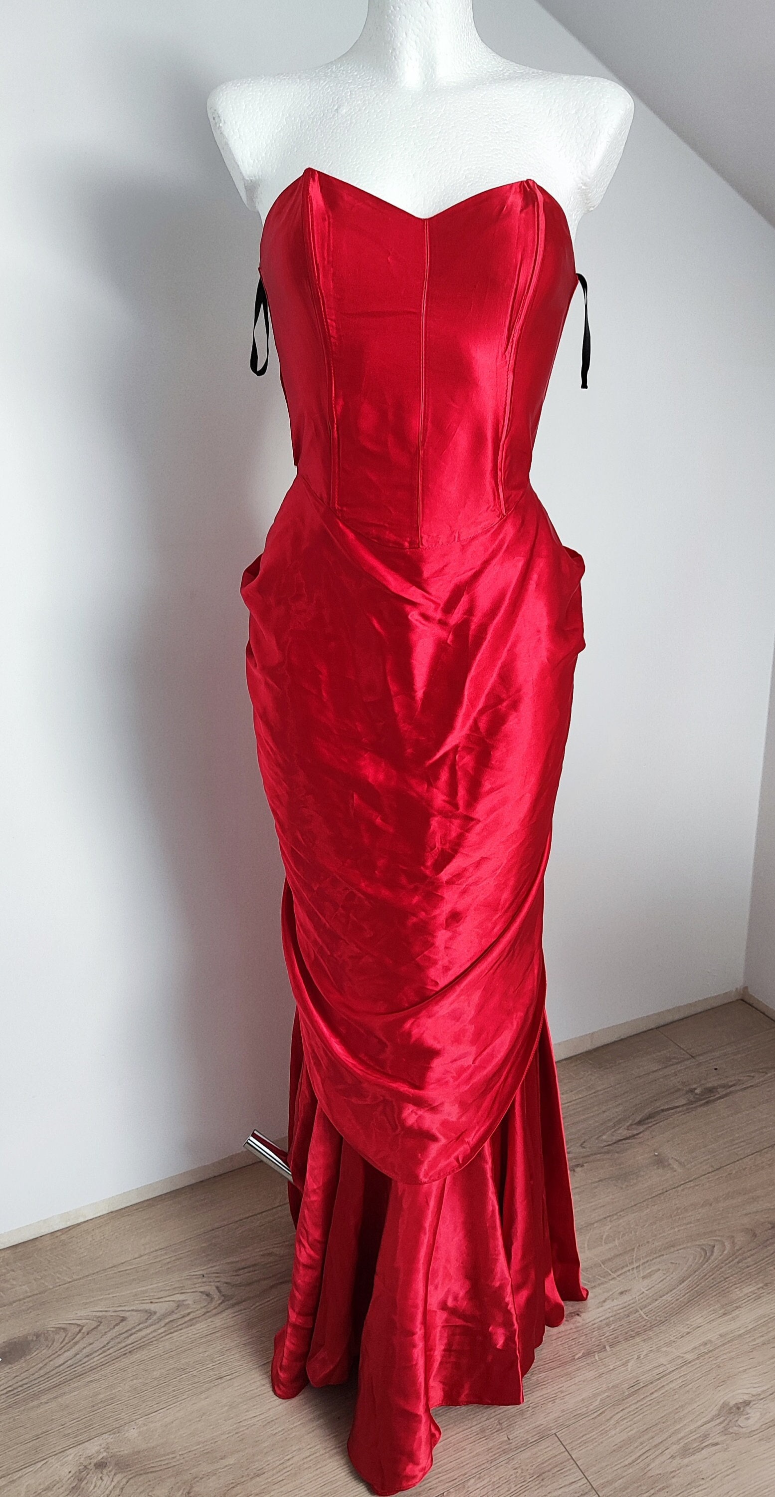 Vintage Pink Red Dress 90s Y2k, Gown Vampire, Vamp, Pink Dark