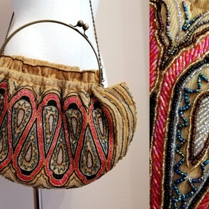 Handbag vintage 90s-00s, beads, elegant, embroidered with beads, very decorative, evening bag for big party, party bag