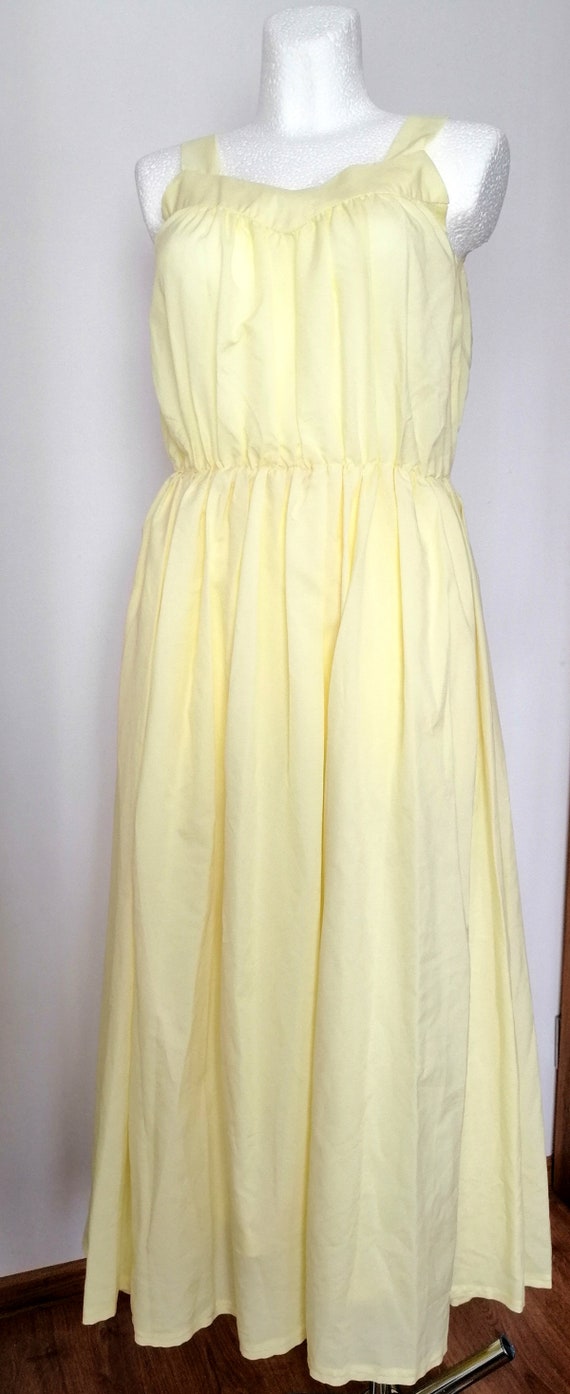 Vintage yellow cream dress 70s, summer dress, lon… - image 2