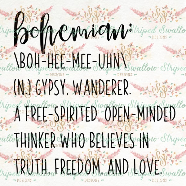 Bohemian Definition Digital SVG Cut File