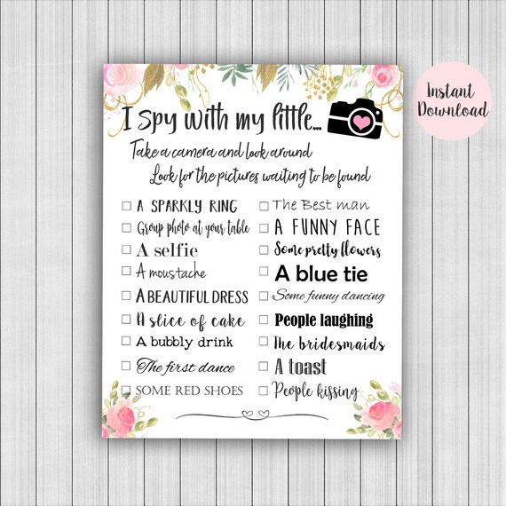 Wedding I Spy I Spy Download Wedding Games Rose Gold Etsy