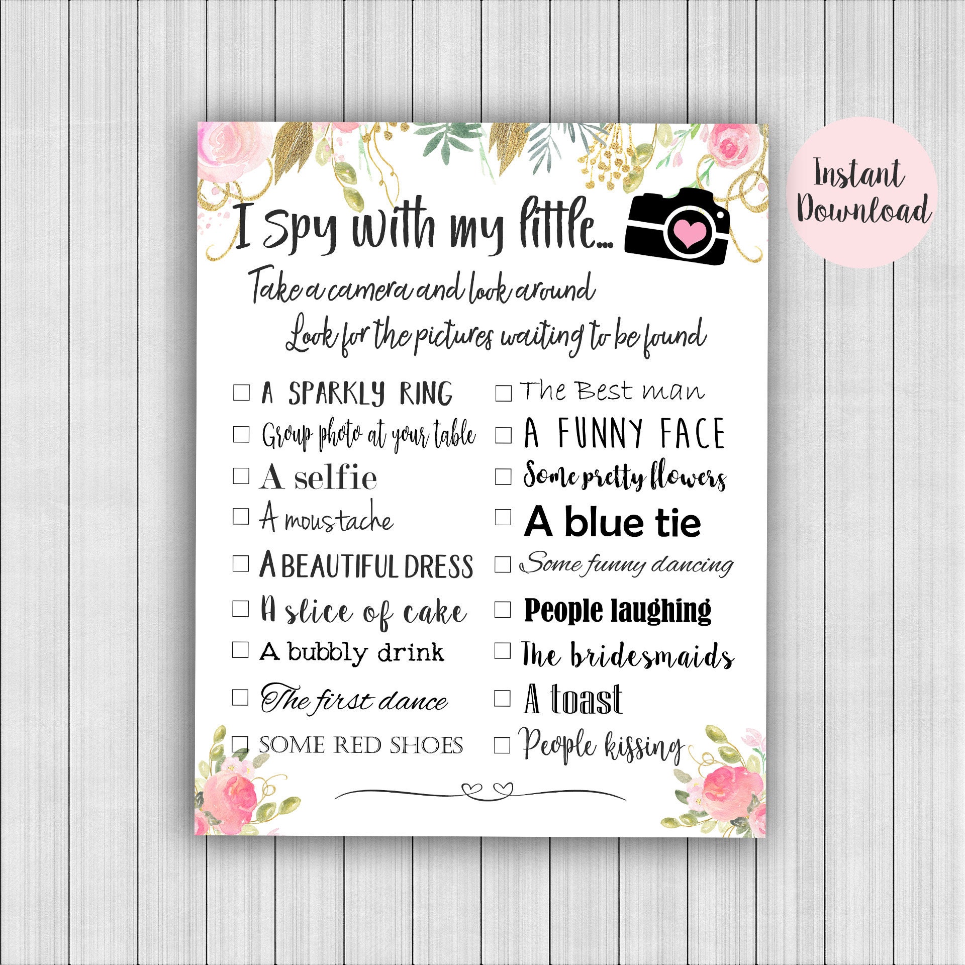 Wedding I Spy, I Spy Download, Wedding Games, Rose Gold Wedding ...