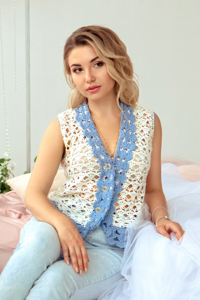 Crochet waistcoat Crochet vest vintage vest white vest Etsy