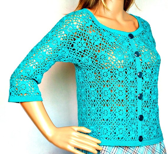 Handmade crocheted blouse made from 100% cotton crochet | Etsy