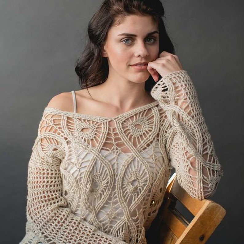 Handmade crocheted sweater made of 100 cotton openwork Etsy
