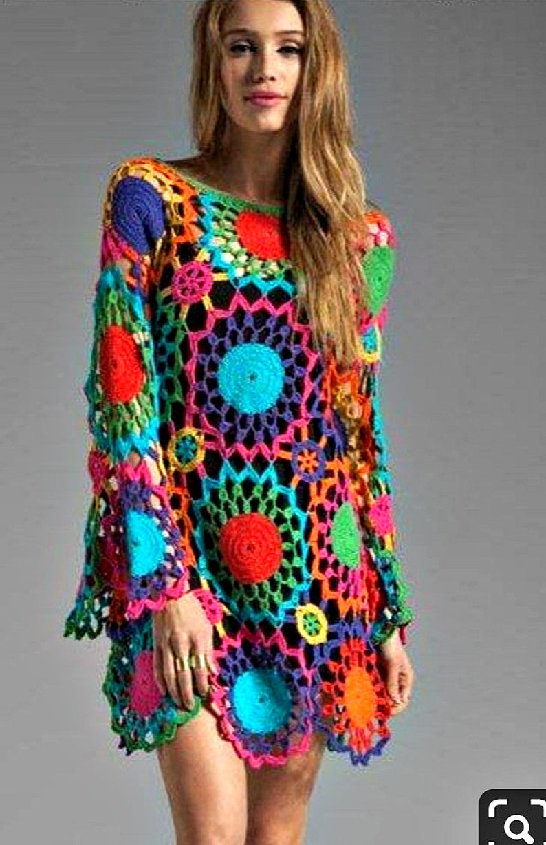 Crochet Dress Crochet Hippie Dress Crochet Clothing | Etsy