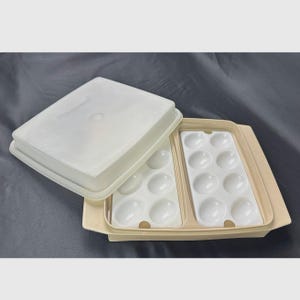Vintage Tupperware Deviled Eierträger, 4-teilig, 722-3, 723-3, 665-3