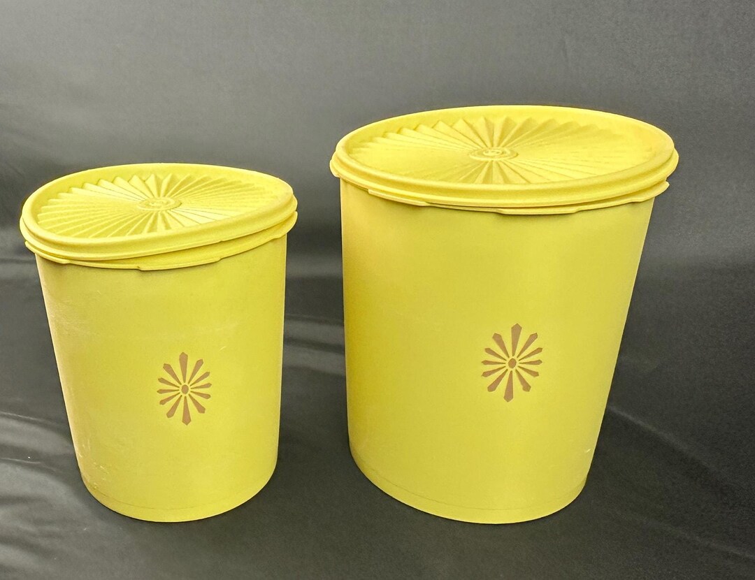 Vintage Yellow Plastic Tupperware Countertop Containers - Servalier Lid ...
