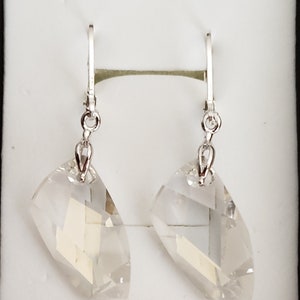 Crystals from Swarovski 20mm Avant Garde Silver Night Lever Back 925 Sterling Silver Earrings