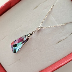 Crystal from Swarovski 23mm Wing Vitrail Light Necklace,  18 inches  925 Sterling Silver Necklace Bridal jewelry Bridesmaid Jewelry