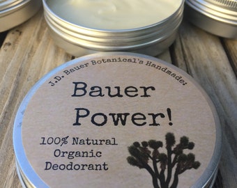 Bauer Power! | Natural Deodorant | Organic Vegan Aluminum-Free All-Day Odor Protection