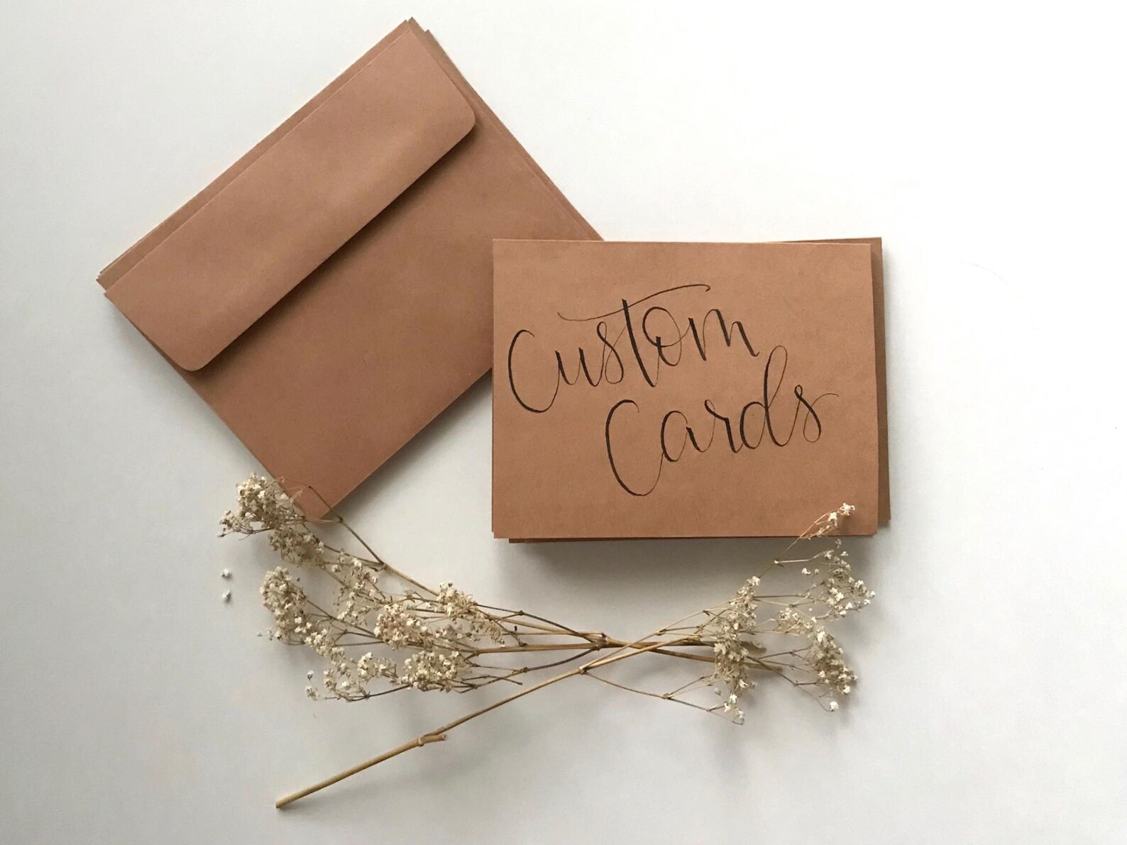 Custom Cards 10 Card Pack Kraft Paper Cards With Blank Envelopes Modern ...