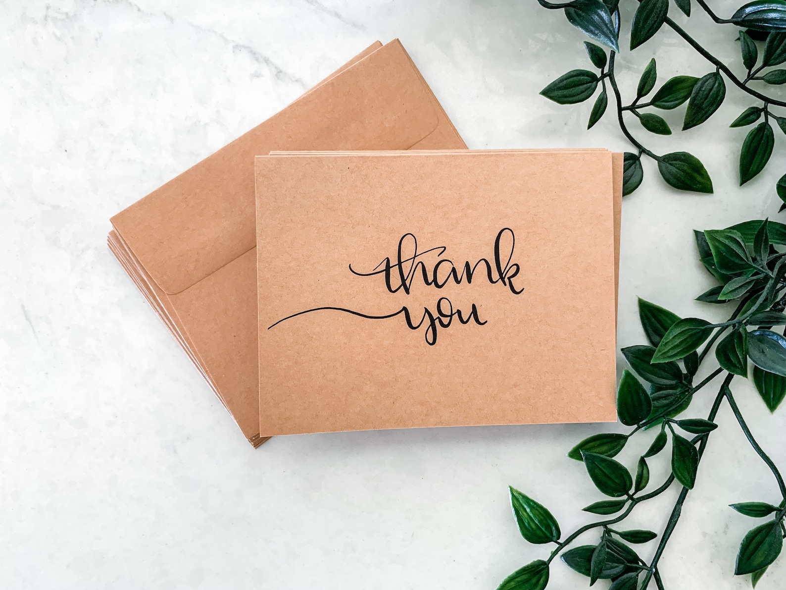 Thank You 10 Card Pack Kraft Paper Cards With Blank Etsy