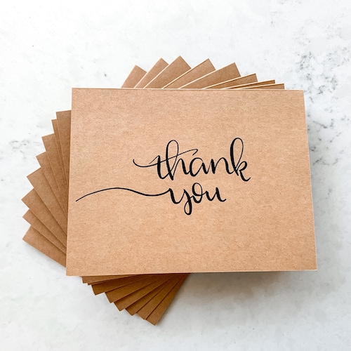 Thank You 10 Card Pack Kraft Paper Cards With Blank Etsy