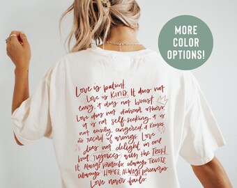 1 Corinthians 13 Shirt Valentines Bible Verse Shirt Christian Streetwear Women&#39;s Valentines Day Shirt Christian Valentines Love Never Fails