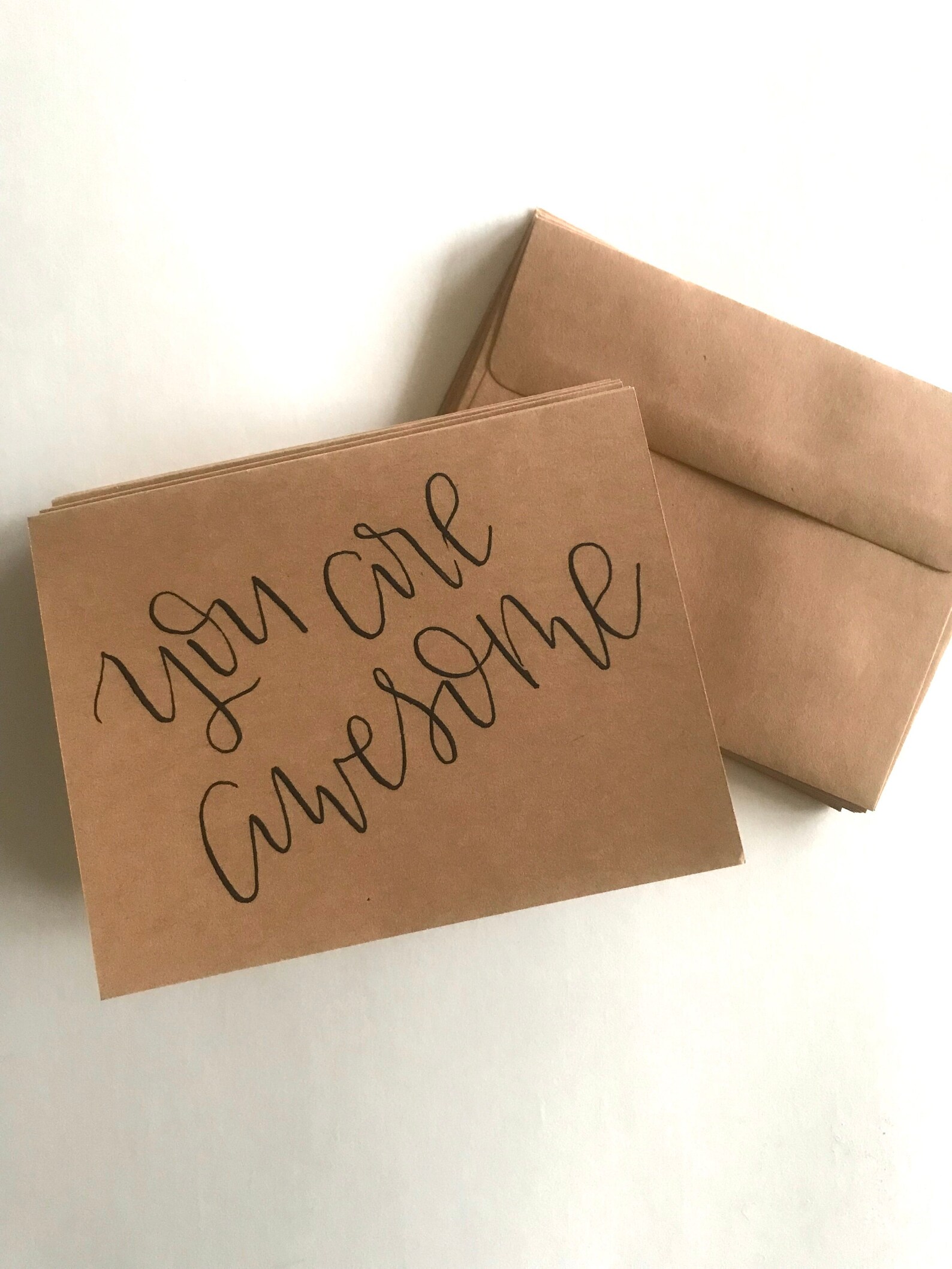 You Are Awesome 10 Card Pack Kraft Paper Cards With Blank Etsy