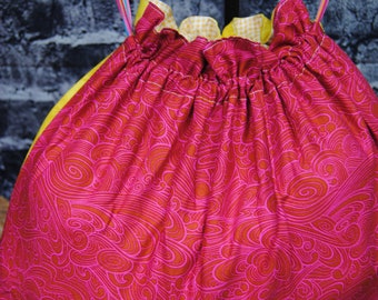 Pink and Yellow 2 Tone Large Drawstring Project Bag