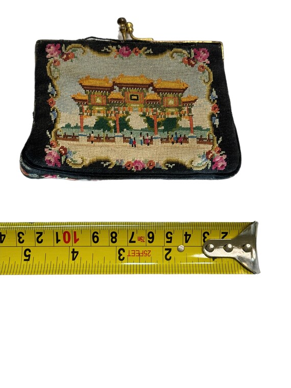 Vintage micro needlepoint Asian influence coin pu… - image 2
