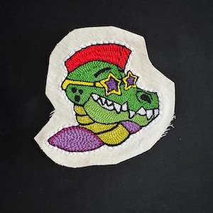 Handmade Punch Needle Montgomery &quot;Monty&quot; Gator Embroidery