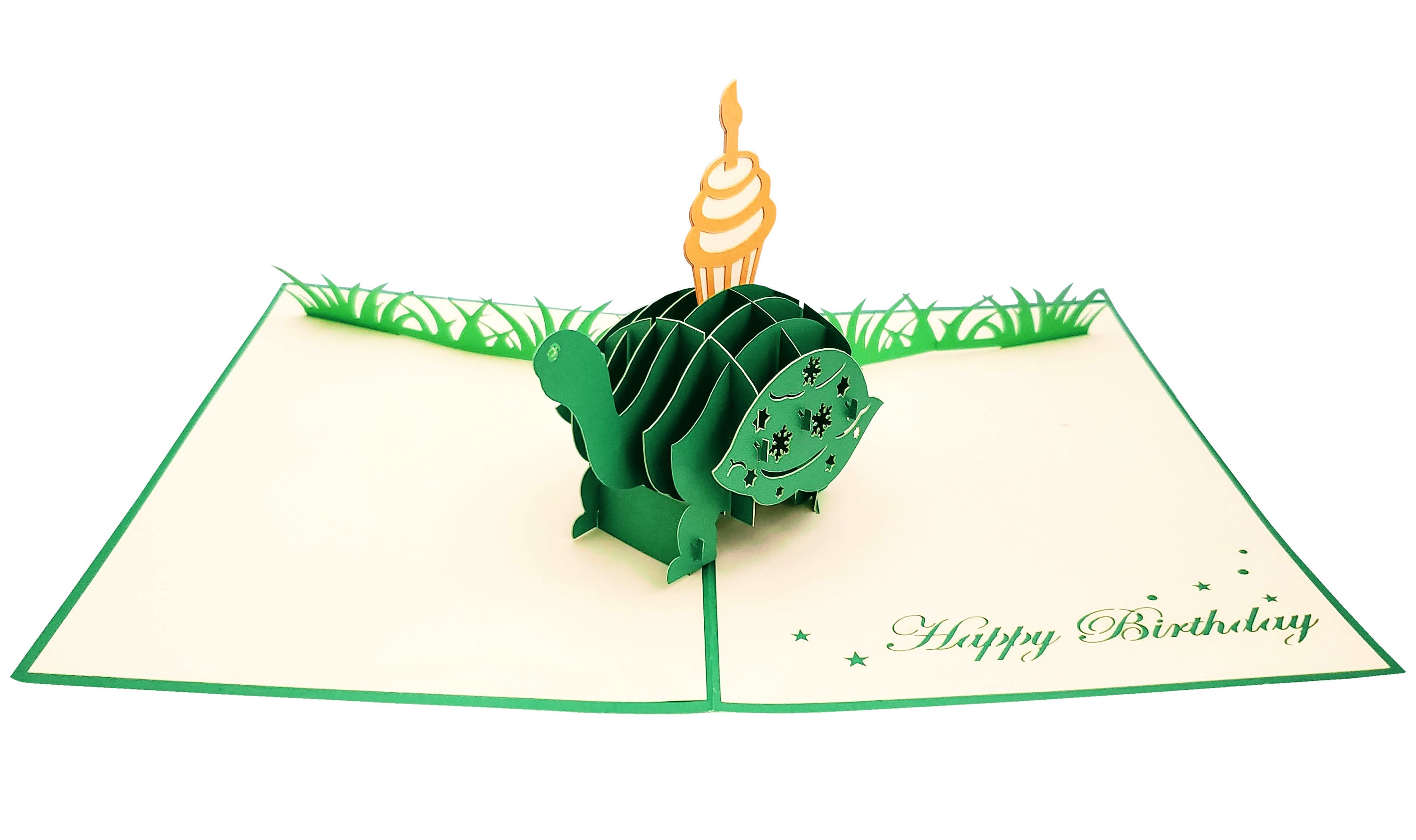 Turtle With Cupcake Birthday 3D Pop Up Greeting Card Funny Etsy
