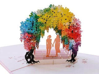 Lesbian Rainbow Wisteria Flower Tunnel 3D Pop Up Greeting Card