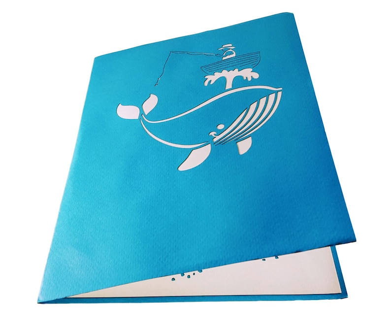 Friendship Birthday Odd Couple Fishing A Man And The Whale Pop Up Greeting Card Get Whale Father\u2019s Day Retirement Folds Flat