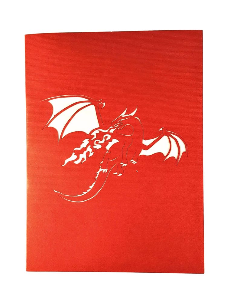 Flying Strong Thank You Fire Breathing Dragon Pop Up Greeting Cards Creature Fantasy- Birthday Mystical Congratulations Graduation