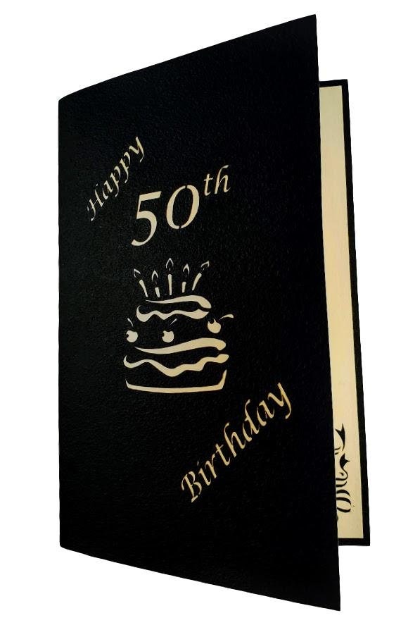 Happy 50th Birthday Cake 3D pop up card Awesome Cute Fun | Etsy