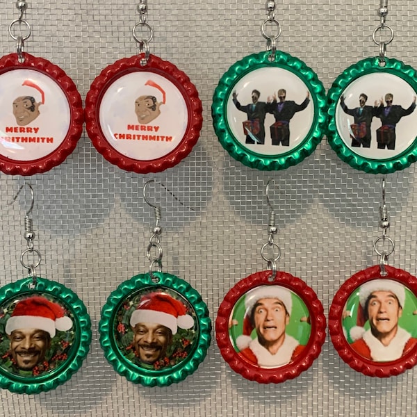 Funny celeb Christmas earrings