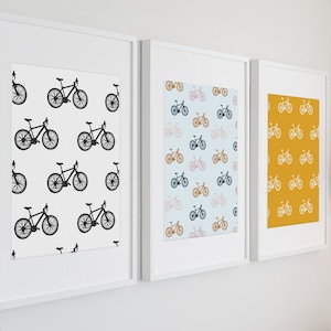 Conjunto de 3 impresiones de arte de bicicleta, arte de pared de bicicleta, póster de bicicleta, póster de rueda, impresión de bicicleta de arte minimalista, arte de pared de bicicleta