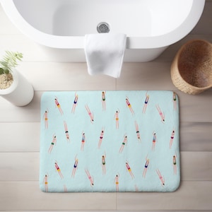 Alfombrilla de baño de microfibra para nadadores: divertida alfombra de baño con temática de fiesta en la piscina