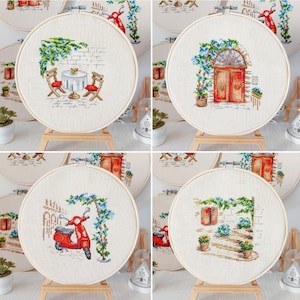 ROMAN HOLIDAY set of 4 cross stitch patterns - PDF cross stitch pattern - Italy landscape cross stitch pattern - Artmishka Cross Stitch
