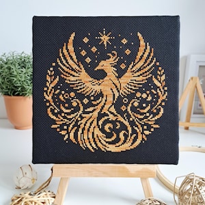 Phoenix Cross Stitch Pattern - Mystery Magic Bird Fairytale Hoop - PDF Download - Artmishka Cross Stitch