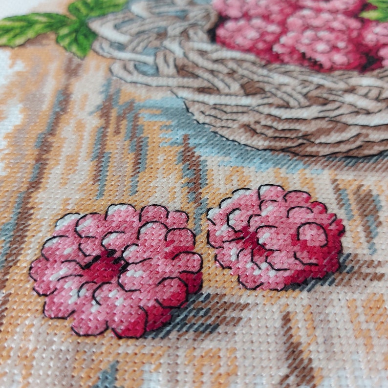 Raspberries Counted Cross Stitch Kit - Luca-S Design 59x20cm