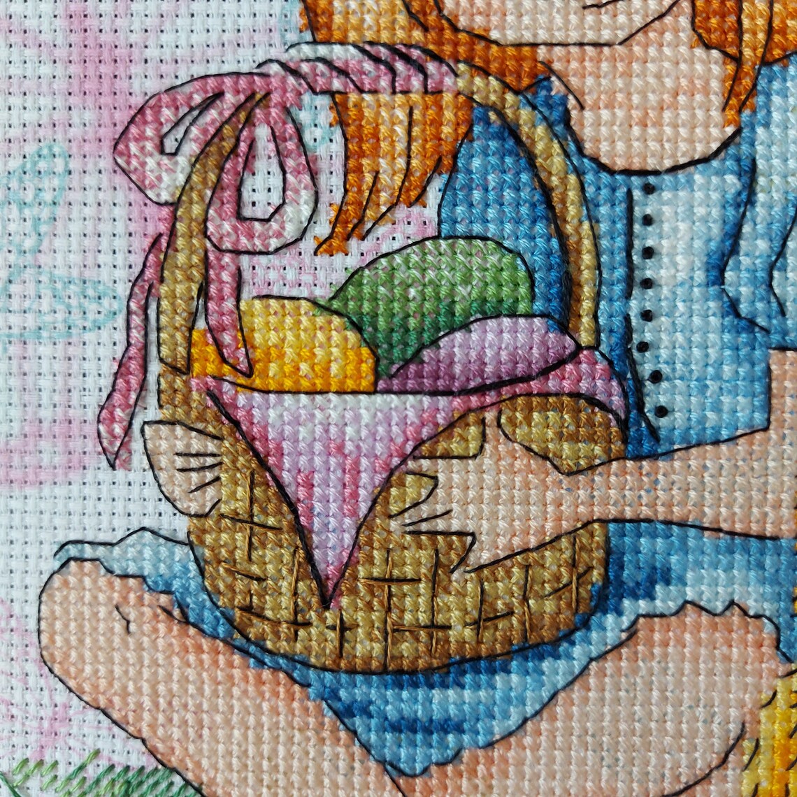 Easter Egg Hunter Counted Cross Stitch Pattern With a Little Girl ...